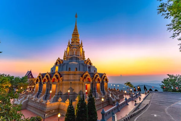 Nascer Sol Frente Pagode Templo Wat Santikhiri Mae Salong Tailândia — Fotografia de Stock