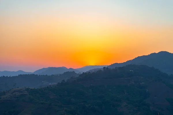 Tramonto Cielo Rosso Doi Chang Mub Chiang Rai Sulla Collina — Foto Stock