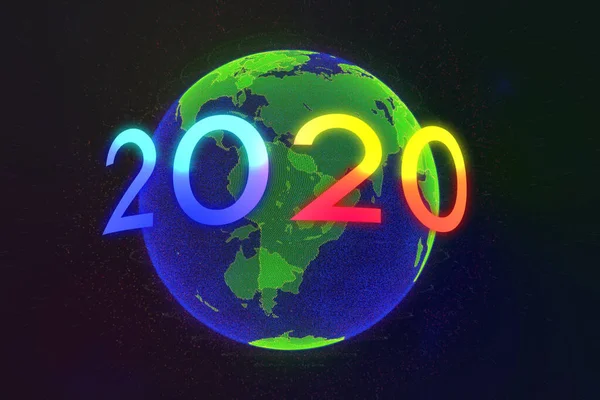 องค ประกอบการเคล อนไหวป 2020 นไปรอบ โลกในจ กรวาล — ภาพถ่ายสต็อก