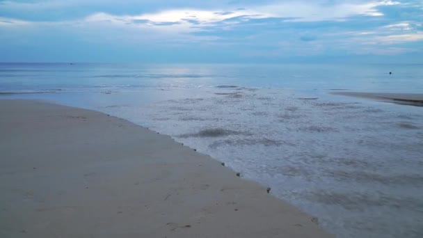 운하에서 바다로 흐르는 담수가 해변의 해변으로 흘러간다 — 비디오