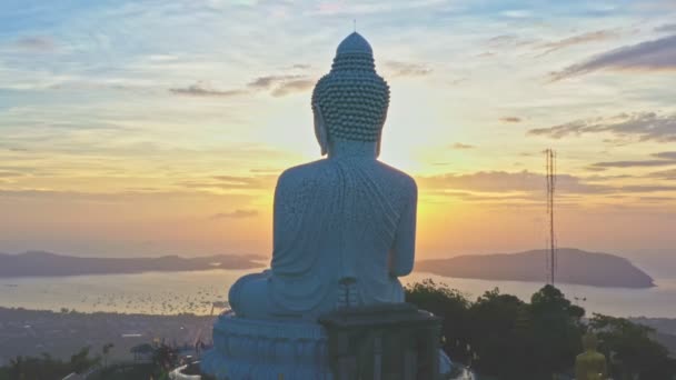 Légi Fotózás Táj Napkelte Phuket Nagy Buddha Phuket Big Buddha — Stock videók