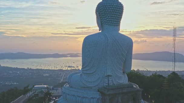 Авіаційний Пейзаж Сходу Сонця Phuket Big Buddha Пхукет Великий Будда — стокове відео