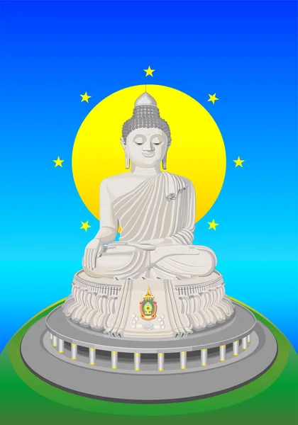 Kreslení Phuket Velký Buddha Vrcholu Hory Phuket Velký Buddha Památkou — Stock fotografie