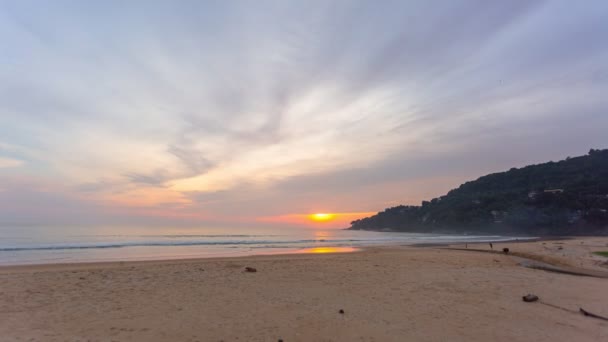 时间流逝的风景日落在泰国卡隆海滩 — 图库视频影像