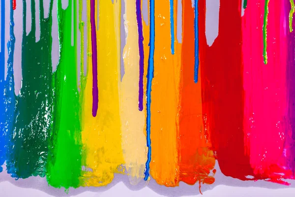 colorful colors of screen print colors are dripping in white background