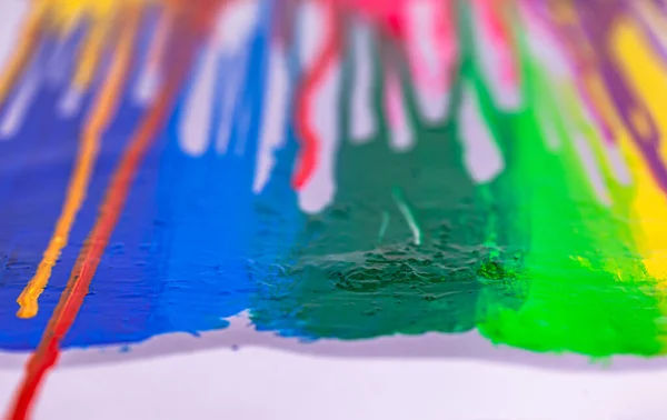 colorful colors of screen print colors are dripping in white background