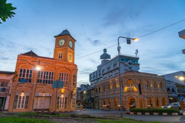 Phuket, Tayland-Haziran, 26. 2020: Phuket şehrinin mimari stili Chino Portekiz tarzında inşa edilmiştir.