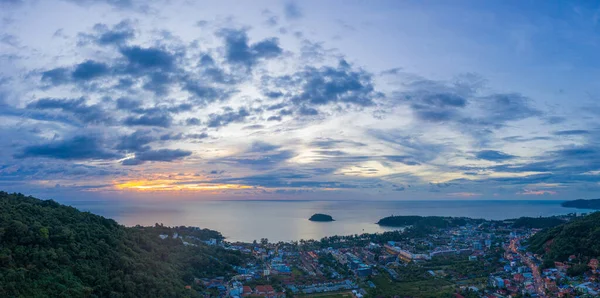 areial panorama photography sunset above Kata village in Phuket Thaland