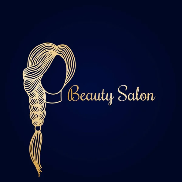 Skönhetssalong logotype med doodle illustration av vacker frisyr — Stock vektor