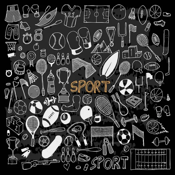 スポーツ図面のセット図手描きのドアスケッチ線ベクトル — ストックベクタ