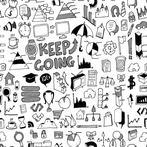 Business Doodle Hintergrund Nahtlose Muster Zeichnung Vektor Illustration Hand Gezeichnet — Stockvektor