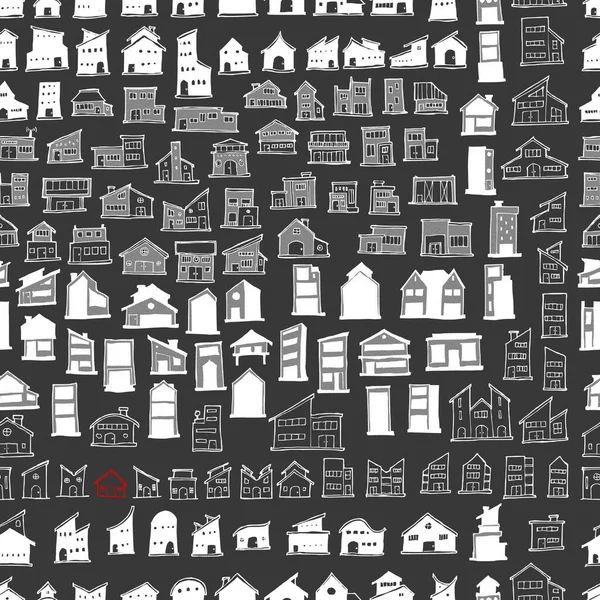 House Doodle Nahtlosen Hintergrund Nahtlose Muster Zeichnung Illustration Handgezeichneter Vektor — Stockvektor