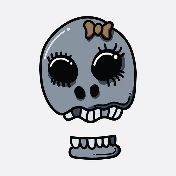 Skull Doodle Farbvektorsymbol Zeichnung Skizze Illustration Handgezeichnete Linie — Stockvektor