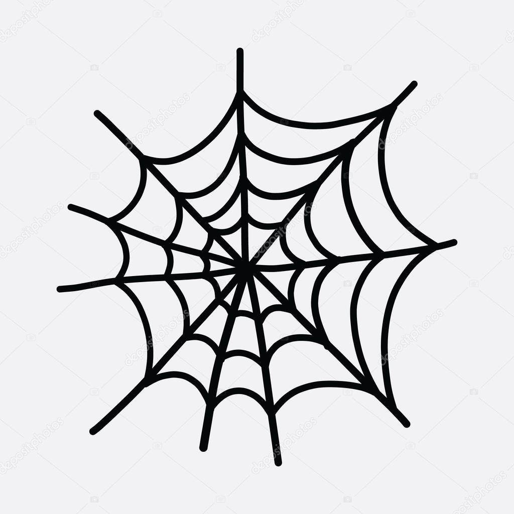 Spider web doodle vector icon. Drawing sketch illustration hand drawn line.