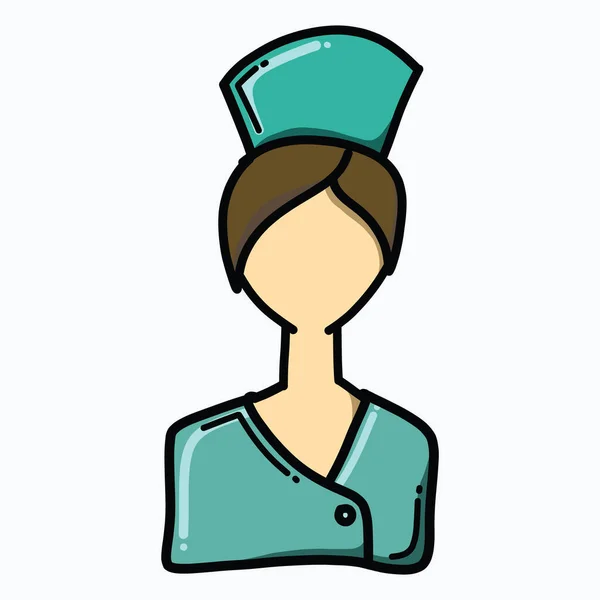Enfermeira Doodle Ícone Vetor Cor Desenho Desenho Ilustração Linha Desenhada —  Vetores de Stock