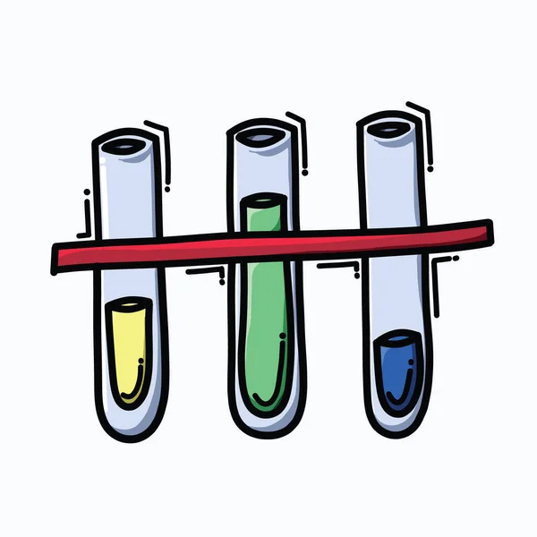 Test Tube Doodle Color Vector Icon Drawing Sketch Illustration Hand — Stock Vector