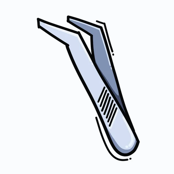 Tweezers Doodle Color Vector Icon Drawing Sketch Illustration Hand Drawn — Stock Vector
