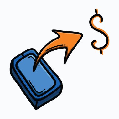 Telefon transferi para karalama renk vektör simgesi. Çizim çizimi el çizimi çizimi çizimi.