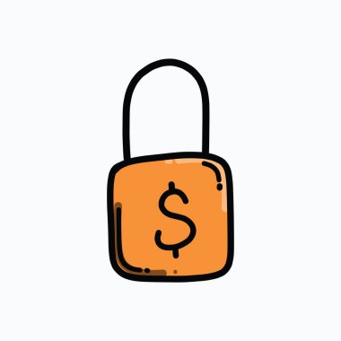 Para kilidi renk vektör simgesi. Çizim çizimi el çizimi çizimi çizimi.