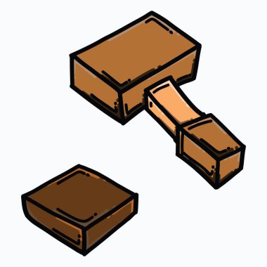 Wood hammer color vector icon. Drawing sketch illustration hand drawn line. vector