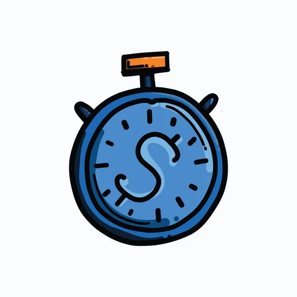 Stopwatch Geld Kleur Vector Pictogram Tekening Schets Illustratie Hand Getrokken — Stockvector