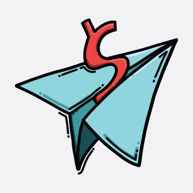 Kağıt jet renk vektör simgesi. Çizim çizimi el çizimi çizimi çizimi.