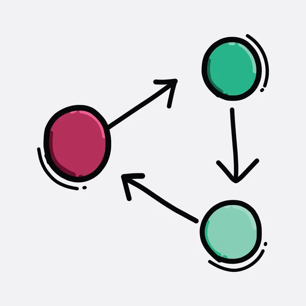 Diagram Ansluta Färg Vektor Ikon Ritning Skiss Illustration Handritad Linje — Stock vektor