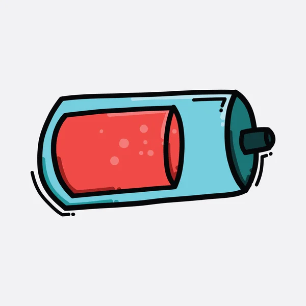 Batteri Färg Vektor Ikon Ritning Skiss Illustration Handritad Linje — Stock vektor
