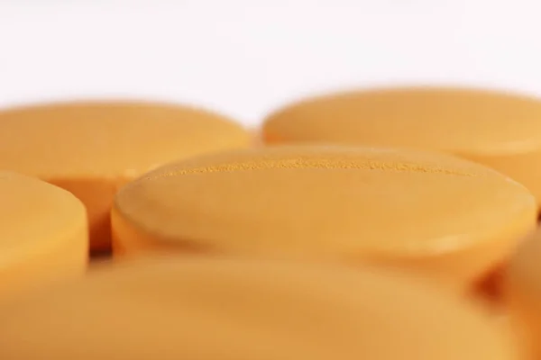 Orange Medicin Tabletter Apotek Piller Bakgrund Med Plats För Text — Stockfoto