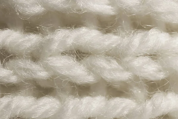 White Wool Knitting Texture Horizontal Weaving Crochet Detailed Rows Sweater — Stock Photo, Image
