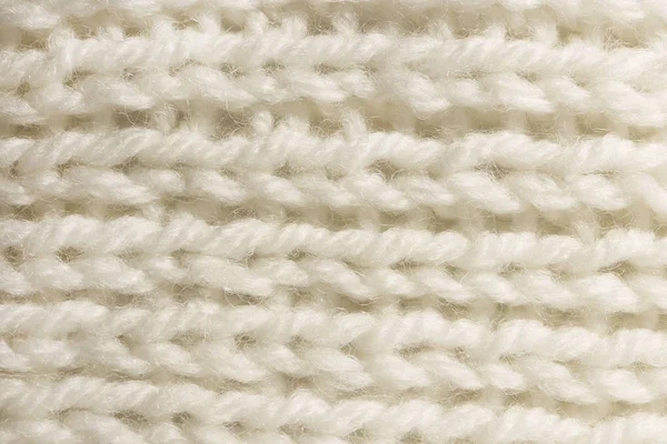 Textura Tricô Branca Quente Horizontal Longo Tecelagem Crochet Fileiras Detalhadas — Fotografia de Stock