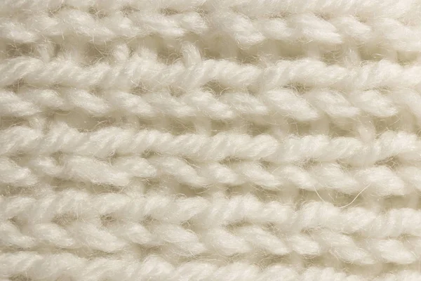 Texture Tricot Laine Blanche Horizontal Long Tissage Crochet Lignes Détaillées — Photo