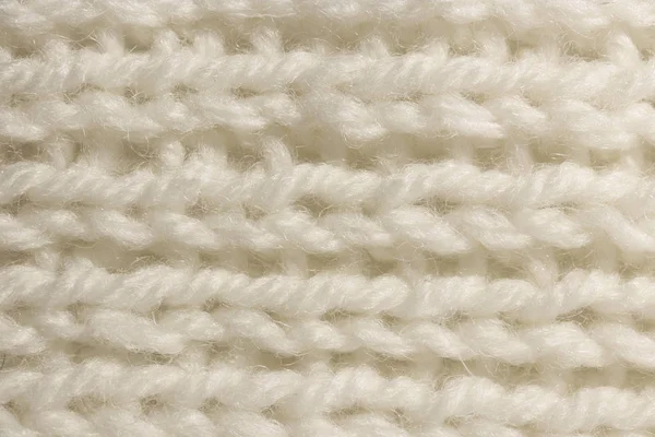 Textura Tricô Branca Horizontal Longo Tecelagem Crochet Fileiras Detalhadas Camisola — Fotografia de Stock