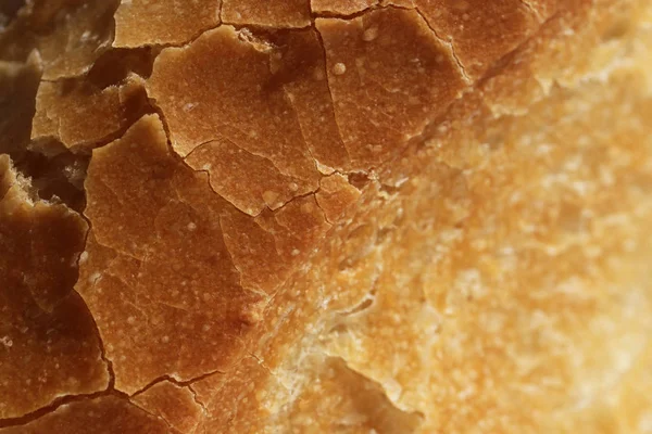 新鲜的法国卷面包纹理 面包的外壳食物背景 宏特写镜头 — 图库照片