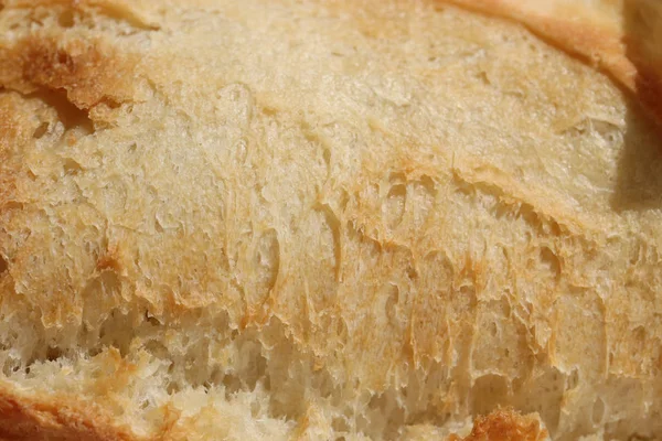 新鲜的法国卷面包纹理 面包的外壳食物背景 宏特写镜头 — 图库照片