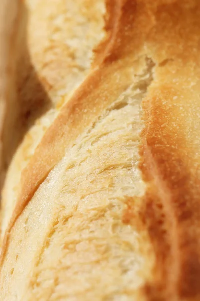 Texture Fraiche Baguette Croûte Pain Contexte Alimentaire Macro Gros Plan — Photo