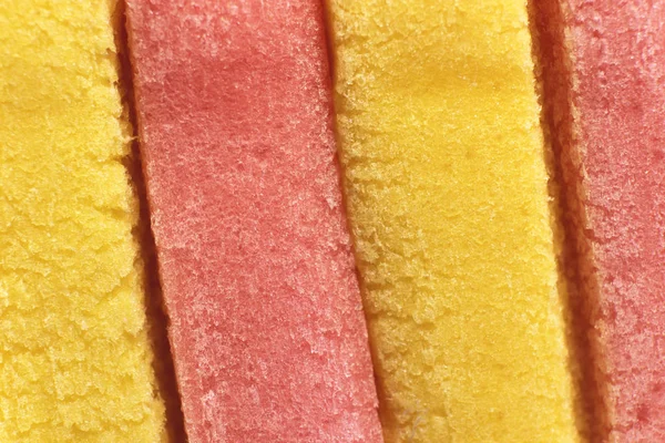 Yellow Pink Colored Bubble Gum Texture. Freshness Gummy Delicious Background. Yummy Backdrop. Macro Closeup.