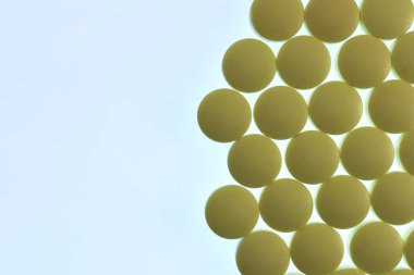 Hapları doku izole. Tıbbi tablet arka plan metin için yer ile. Makro bakış.