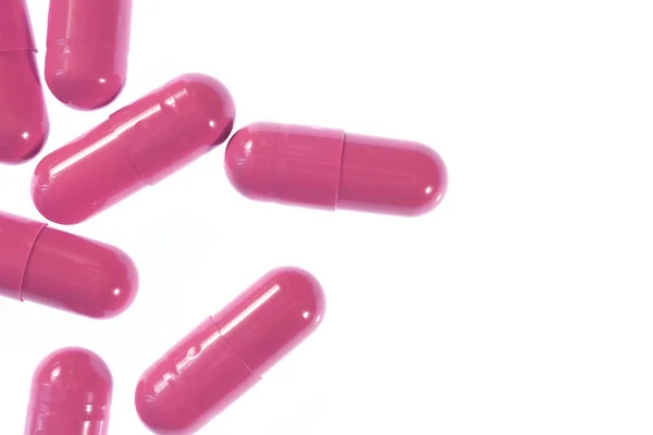 Rosa Isolerade Piller Konsistens Medicinsk Tabletter Bakgrund Makro Närbild — Stockfoto