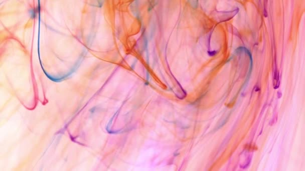 Colored Falling Ink Drops Water Fondo Abstracto Ambiente Suave — Vídeo de stock