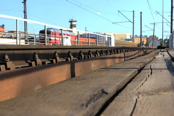 Schienenfahrzeug Nahaufnahme Der Eisenbahn — Stockfoto