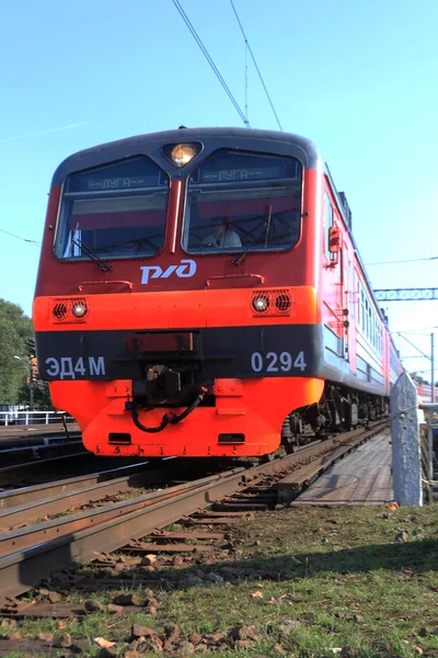 Parte Frente Comboio Veículo Transporte Ferroviário — Fotografia de Stock