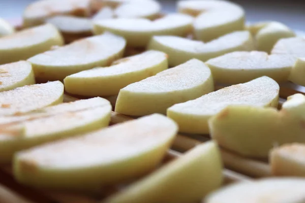 Sweet Healthy Dried Apples Dry Apples Stack Macro Closeup — Stock Photo, Image