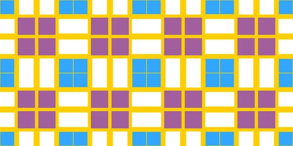 青黄色暗い紫セル チェックの背景 シームレスな市松模様のピクニック テーブル クロスのテクスチャです 格子縞の古典的な幾何学的なチェック — ストック写真