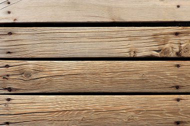 Ahşap vidalar ile plakalar ve doku çivi. Ahşap plaj yolu. Ahşap Komiteler arka plan. Yatay Yön.