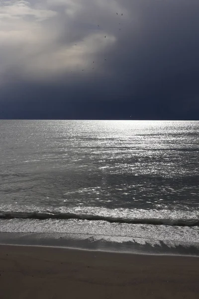 Mar Paisagem Praia Alanya Turquia Tempo Nublado — Fotografia de Stock