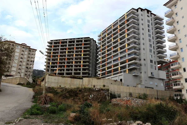 Novos Grandes Edifícios Construção Cidade Alanya Turquia — Fotografia de Stock