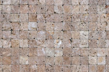 Traverten duvar kaplama duvar doku döşer. Kare taşlar arka yüzey.