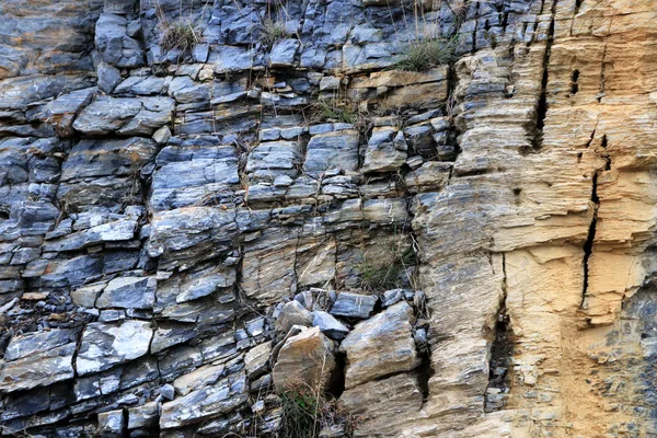 Textura Roca Capas Montaña Piedra Patrón Fondo —  Fotos de Stock