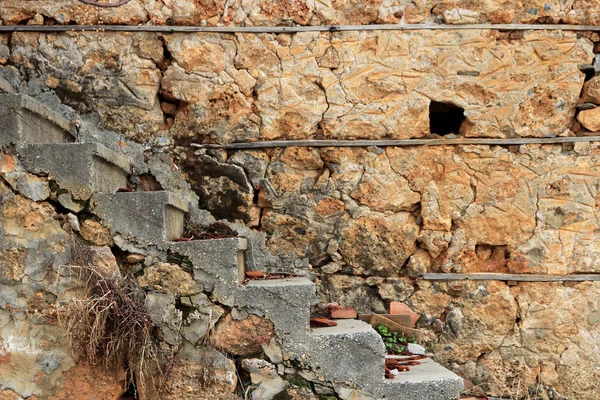 Kabuk Taş Duvar Cobblestones Katmanları Duvar Merdiven Doku Evi Coquina — Stok fotoğraf